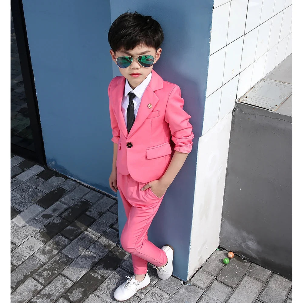 Fashion Children's Clothing 2 Pieces Good Quality Notch Lapel Single Breasted Blazer Sets Formal Casual Costume Wedding Tuxedo