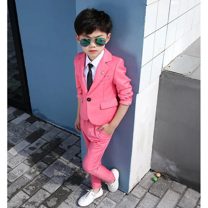 Fashion Children's Clothing 2 Pieces Good Quality Notch Lapel Single Breasted Blazer Sets Formal Casual Costume Wedding Tuxedo