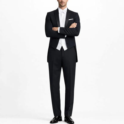 Men Suit Black 3 Pieces Single Breasted Bright Lapel For Wedding Groom Banquet Party Prom Business Work Jacket Pants White Vest