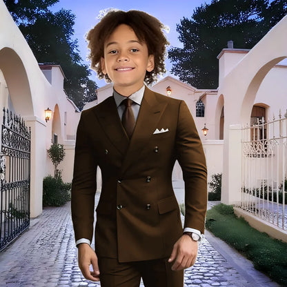 Fashion Light Grey Boy Suit Wedding Tuxedo Double Breasted Formal Child Jacket 2 Piece Blazer Pants costume enfant garçon