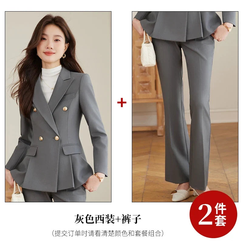 Elegant and fashionable professional women's high-quality two-piece suit jacket + pants. 2025 autumn/winter new styles