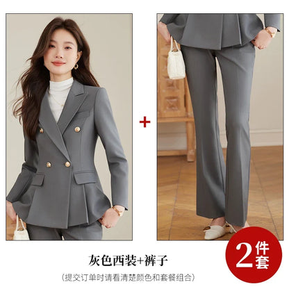 Elegant and fashionable professional women's high-quality two-piece suit jacket + pants. 2025 autumn/winter new styles
