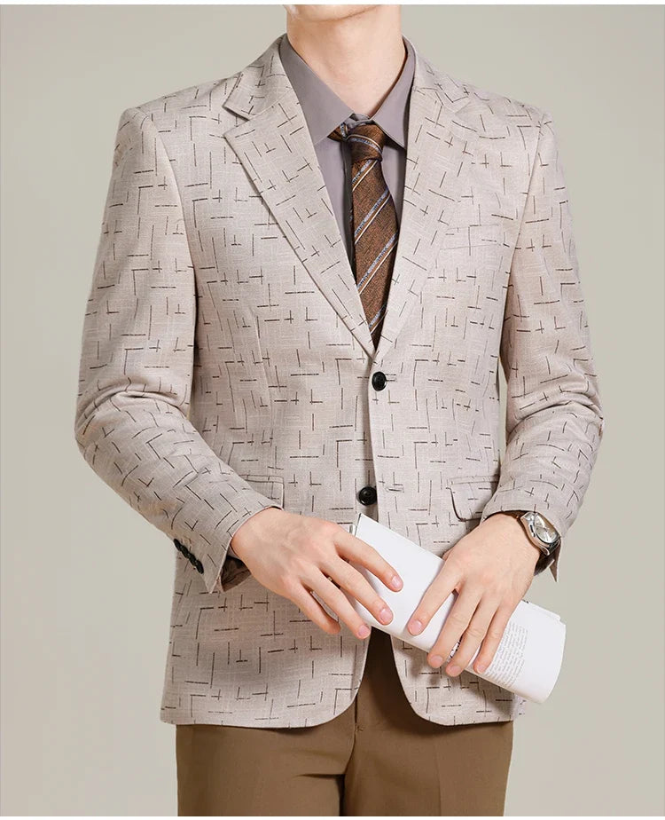 Autumn/Winter Korean Jacquard Casual Suit Jacket Men Slim Business Office Formal Suit Jackets Social Wedding Blazer Masculino