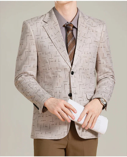 Autumn/Winter Korean Jacquard Casual Suit Jacket Men Slim Business Office Formal Suit Jackets Social Wedding Blazer Masculino