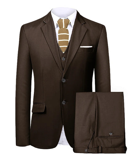 Men's 3 Pieces Suit Two Buttons Notch Lapel Jacket Waistcoat and Trousers Dinner Wedding Tuxedos Slim Fit Formal Business Suits
