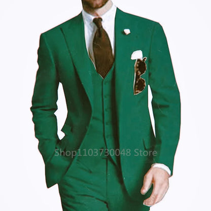 Elegant Gray Men Wedding Party Three Pieces Set Large Size Male Blazer Vest Pant and Vest Fashion Slim Fit Suit