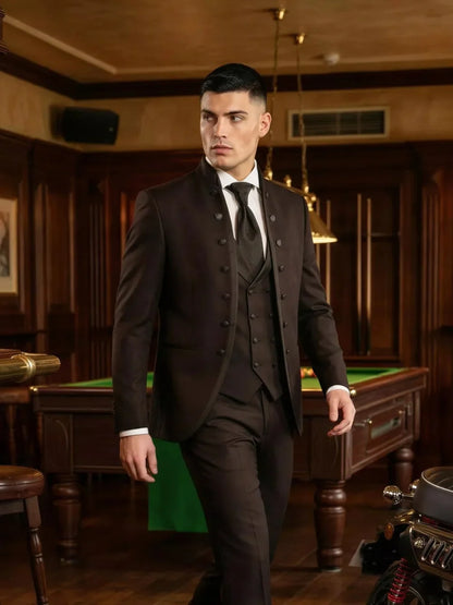 New Brown Elegant Men's Suits 3 Pieces Photography Outfit Classic High Quality Man Slim Fit Tuxedo Wedding Groom Sets S-6XL