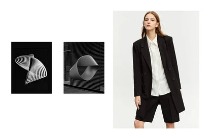 Minimalist Blazer for Woman 2026 Autumn Long Simple Basics Commuter Jacket With Waist Rope Slim Fit Blazers 12343036