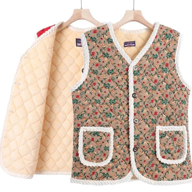 Fashion Thicken Fleece Jacket Women's Vest Open Cardigan Outerwear Loose Autumn Winter New Cotton Waistcoat