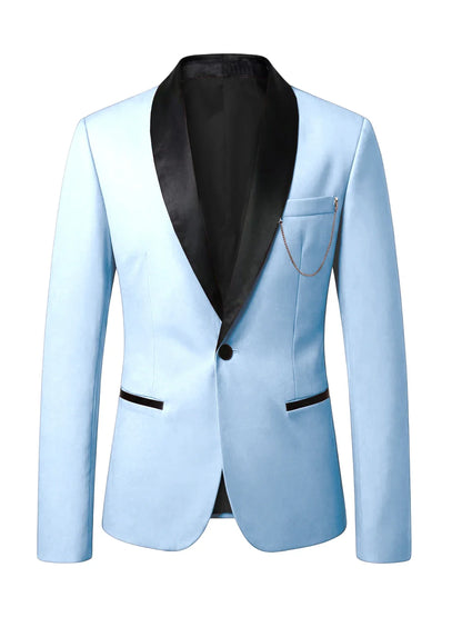 Men's Slim Fit Tuxedo Blazer Satin Shawl Collar One Button Formal Business Suit Jacket for Wedding Prom Party For Spring Summer