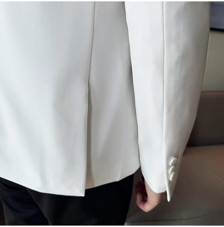 Autumn High-quality Double Breasted Slim Fit Suit Jacket Men Versatile Casual Business Blazer Wedding Social Banquet Formal Coat