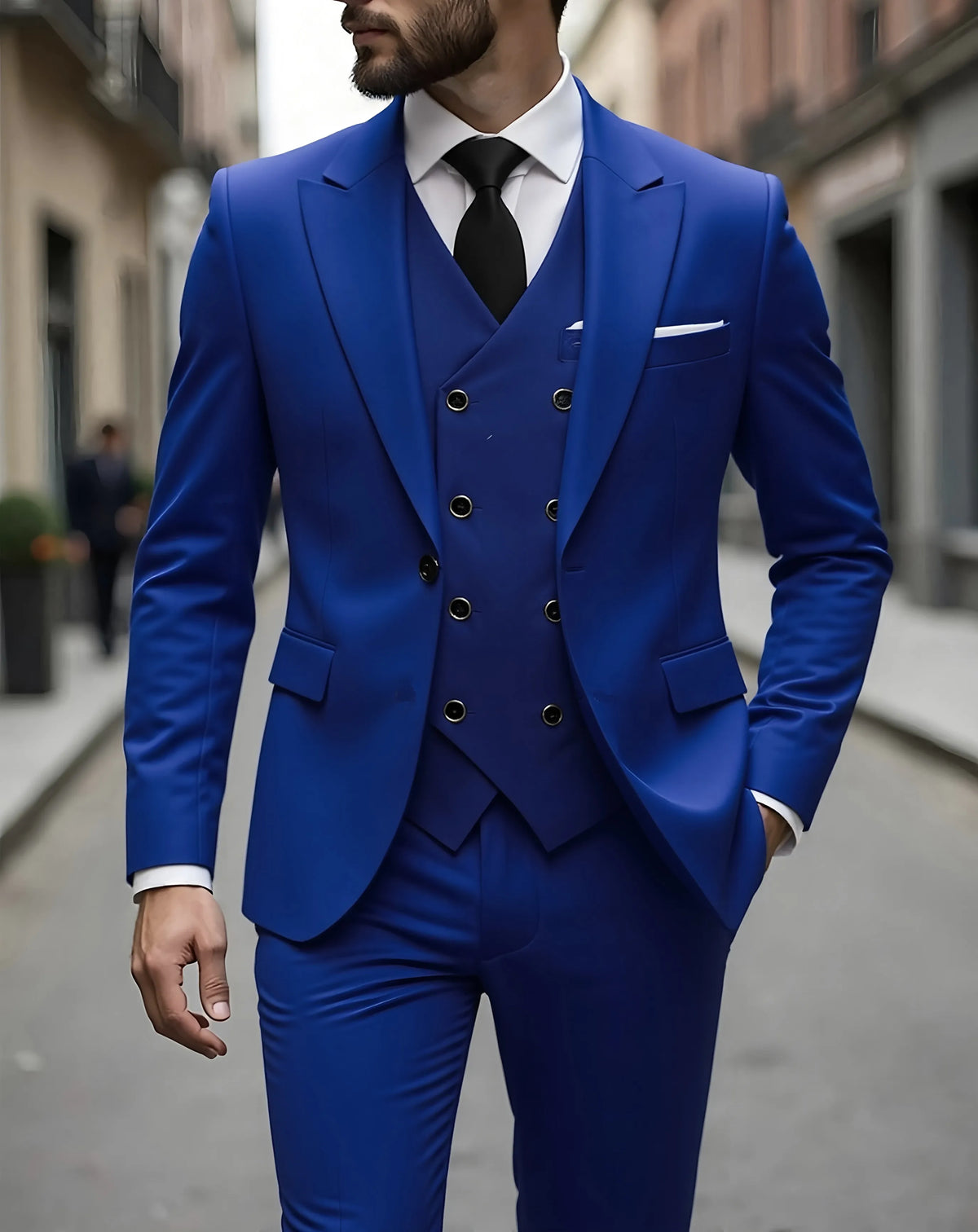 Men's Classic 3-Piece Suit Set - Slim Fit Notched Lapel Blazer with Vest & Pants, Versatile Formal Outfit for Business & Events