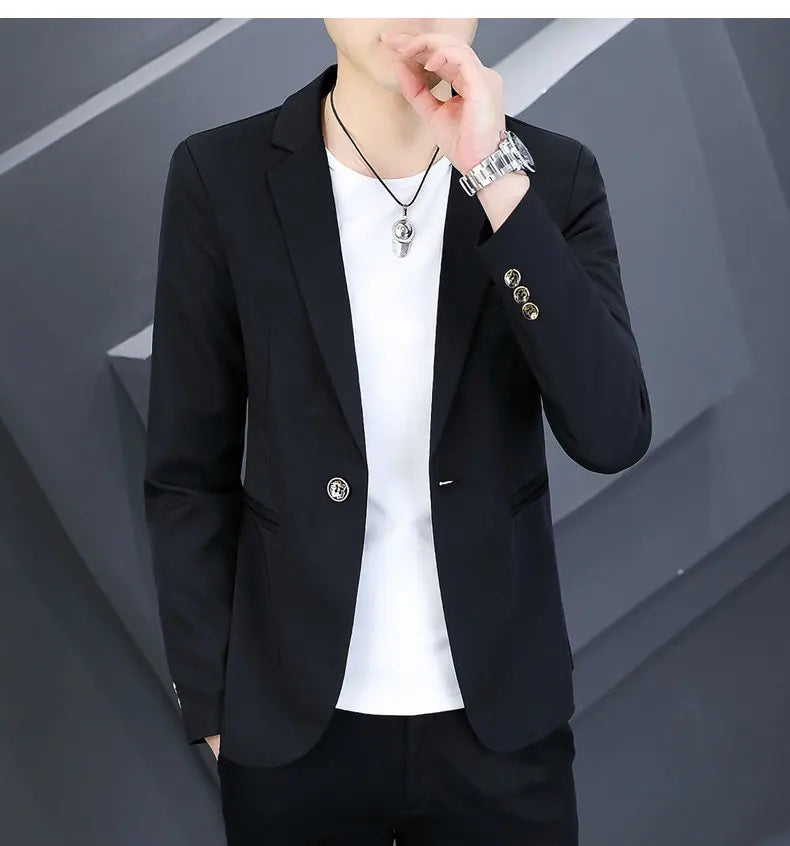 Blazer Men's Fashion Outdoor Travel Gentleman Wedding Slimming Business Versatile Trendy Casual Korean-style Formal Wear Blazer