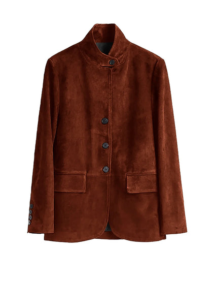 Men's Casual Blazer Maillard style Jacket Long Sleeve Solid Color Single Breasted Button Fashion Sport Coats Autumn Winter