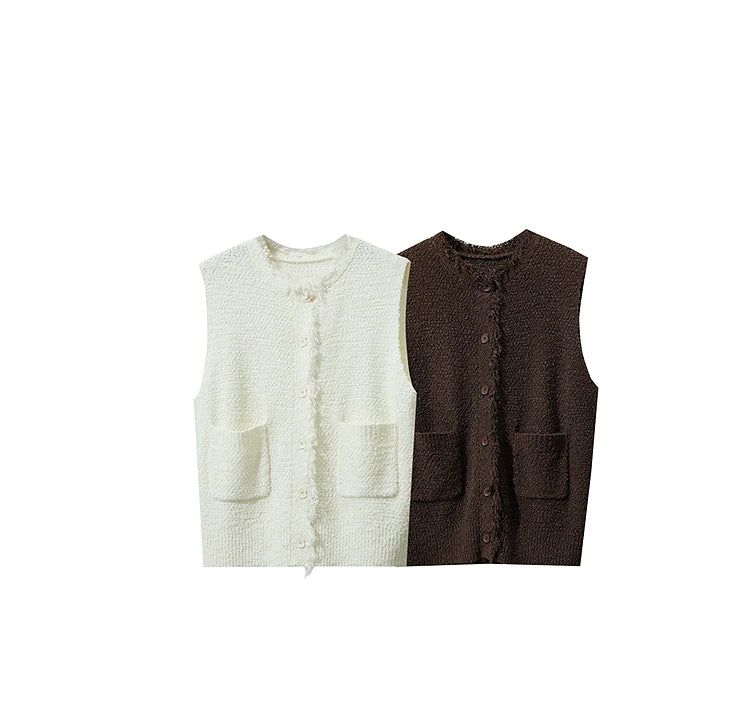 Women's Vest 2025 Autumn New O-neck Elegant Retro Knitted Vest Women's Casual Versatile Loose Sleeveless Top Female12543082