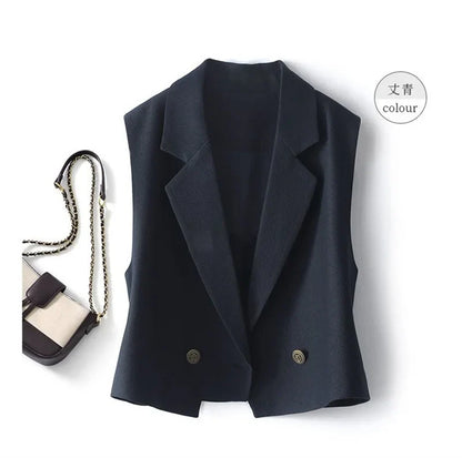 Women Spring Autumn Vests Jacket Fashion Solid Vest Coat NEW Korean Blazer Vest Outwear Female Sleeveless Short Jacket Waistcoat