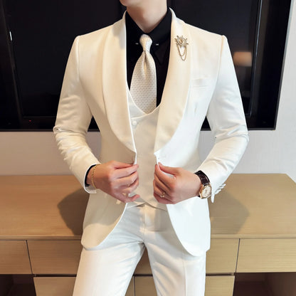 Men's Slim Fit 3-Piece Suit for Weddings, Parties & Formal Occasions – White, Red, Black