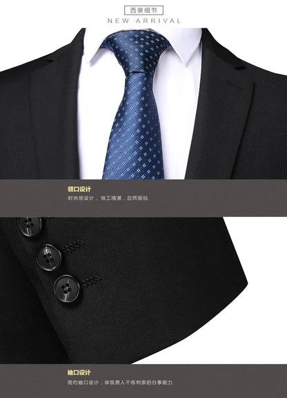 Men's 2 Piece Suit – Smart Casual Slim Fit Blazer and Trousers for Weddings and Formal Occasions – Black – Big & Tall Sizes