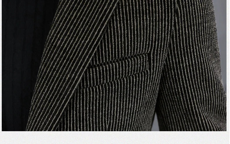 Blazer Autumn/Winter Golden Sable Velvet and Cotton Thickened Thermal Small Suit Fashion Business Men's Slim Blazer