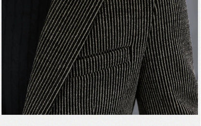 Blazer Autumn/Winter Golden Sable Velvet and Cotton Thickened Thermal Small Suit Fashion Business Men's Slim Blazer