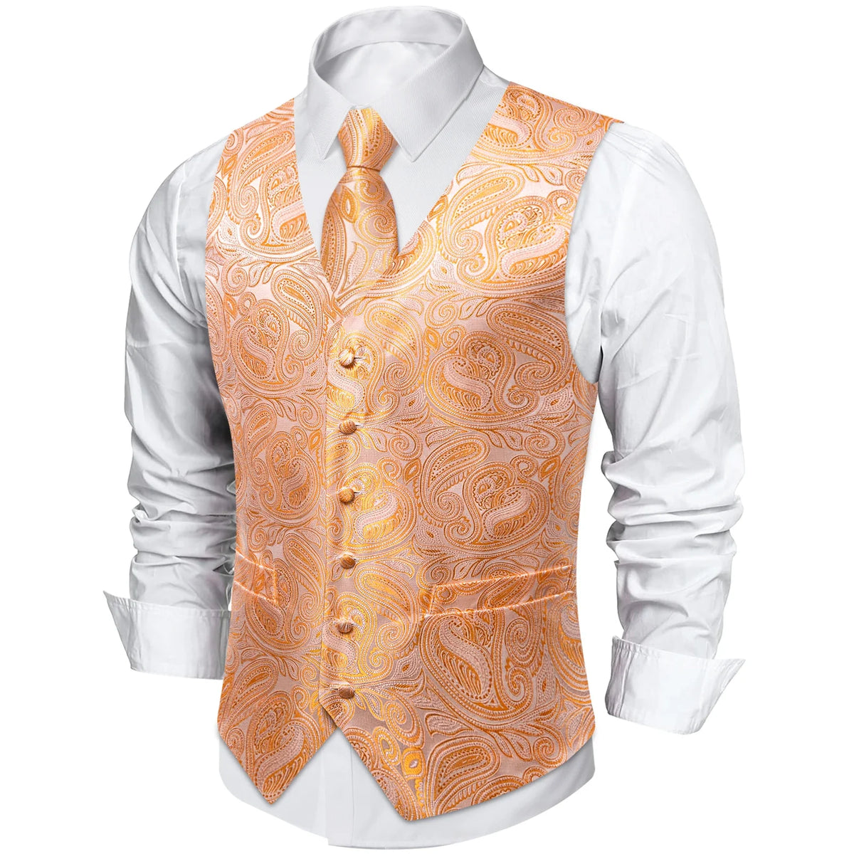 Men's Paisley Suit Vest with Tie and Handkerchief Set for Wedding and Prom