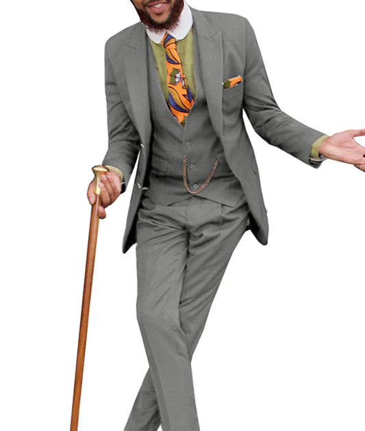 Custom Made Italian Men's Slim Fit 3-Piece Suit Set - Business Groom Wedding Tuxedo Blazer Vest Pants for Prom Evening