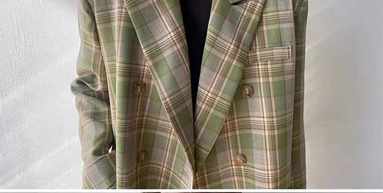 Spring Autumn 2024 British Style Women's Long Sleeve Loose Casual Plaid Jacket Elegant Outerwear Top Trendy Commute Wind
