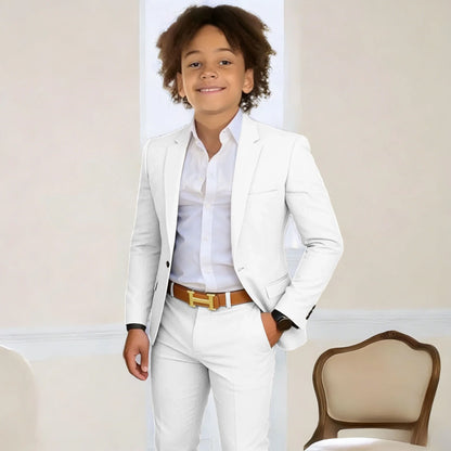 Suit For Boys 2-16 Years Blazer Pant Set 2 Piece Slim Fit Casual Beige Wedding Suit Set Birthday Stage Performance Costumes