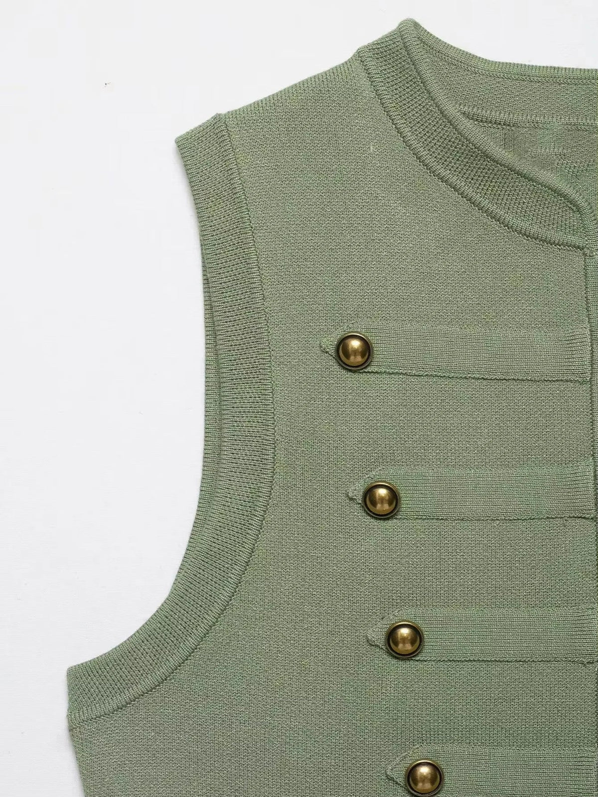 Women Elegant Solid Sleeveless Vest Double Breasted Decorative Slim Fit Short Chic Top 2026 Summer Casual Beach Vacation Top