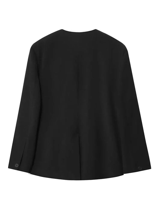 Woman Fashion Autumn V Collar Shoulders Pocket Long Sleeves Ribbon Bow Decoration Blazer Female Casual Elegant Slim Fit Suit