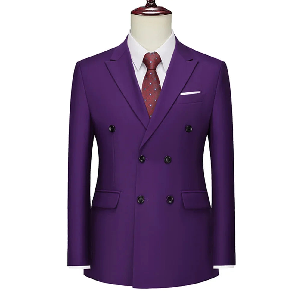 Men's Double Breasted Blazer – Slim Fit Suit Jacket for Wedding, Prom & Business