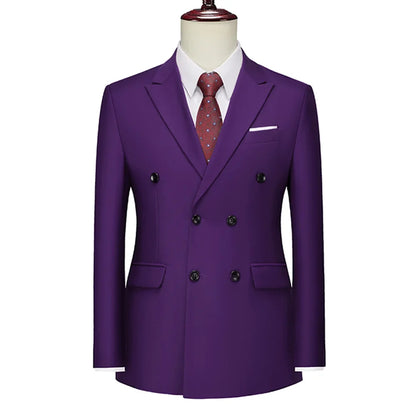 Men's Double Breasted Blazer – Slim Fit Suit Jacket for Wedding, Prom & Business
