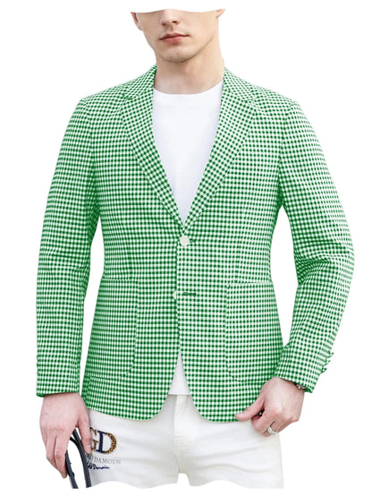 Men's Plaid Blazer Slim Fit Business Casual Checkered Suit Jacket Lightweight Notched Lapel Sport Coats for Office Daily Wear