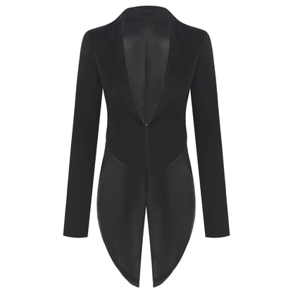 Womens Tailcoat Blazer Vintage Swallowtail Jacket Lapel Tuxedo Coat Outerwear for Nightclub Cocktails Waitress Cosplay Costume