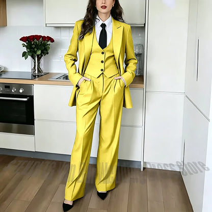 Classic Peaked Lapel Women's Pant Suits 3 Piece Formal Office Regular Fit Single Breasted Business Occasion Party Event Outfit
