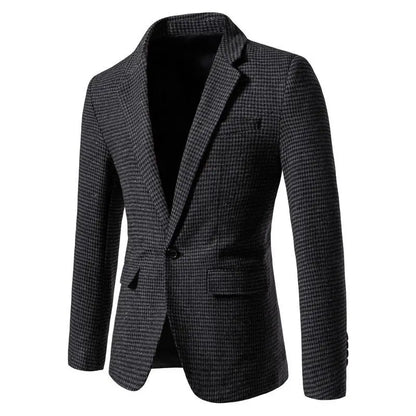 KIDWHXR 2026 Autumn Man Blazer Retro Plaid Single-breasted Male Outerwear Slim Long Sleeve Business Casual Men Suit Jacket