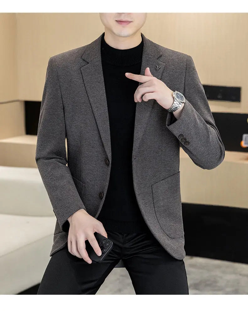 Men's Smart Casual Blazer – Single Breasted Suit Jacket for Business & Daily Wear