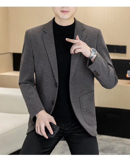 Men's Plus Size Single Breasted Casual Business Blazer – Autumn Winter