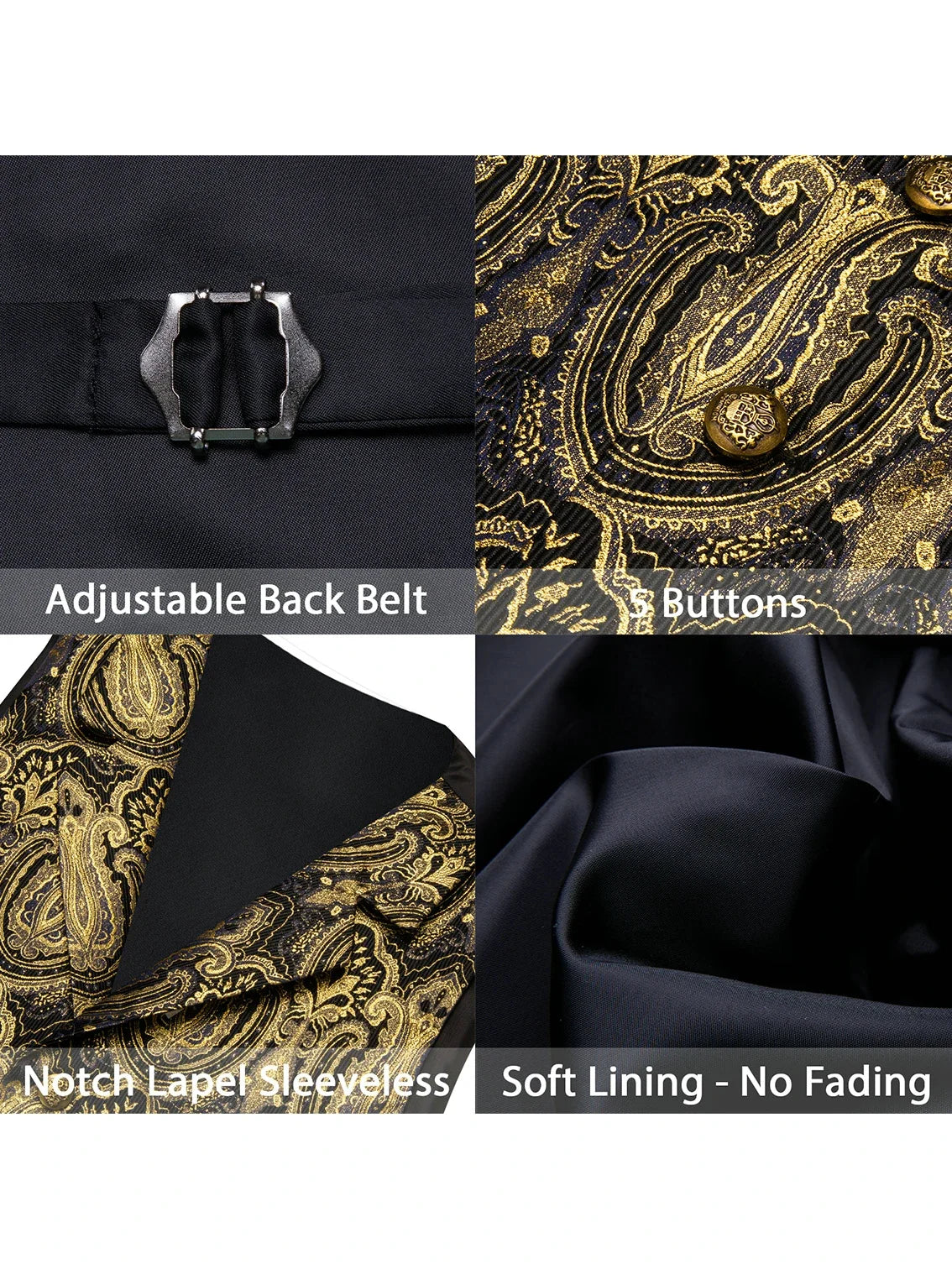Men's Jacquard Paisley Vest with Bowtie – Formal Wedding & Tuxedo Waistcoat