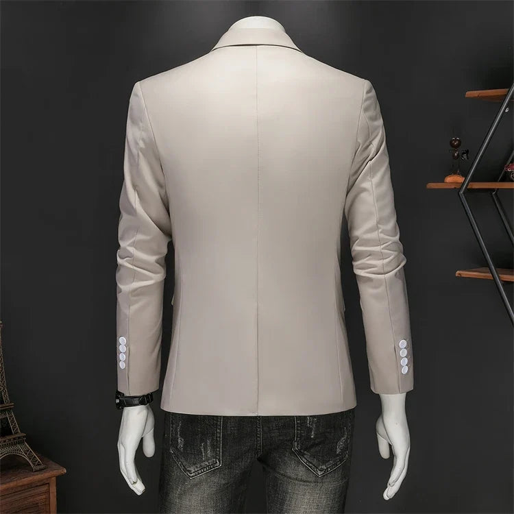Men's Slim Fit Single-Breasted Blazer for Business Casual and Wedding Occasions