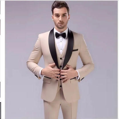 Costume 3 pièces de smoking multi-couleurs pour homme, revers châle noir, coupe ajustée, tenue formelle pour mariage, bal de promo et banquet