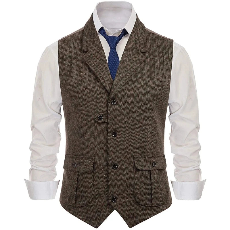 Men's Vest Single Breasted Formal Waistcoat for Wedding Banquet and Business