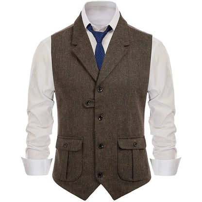 Men's Vest Single Breasted Formal Waistcoat for Wedding Banquet and Business