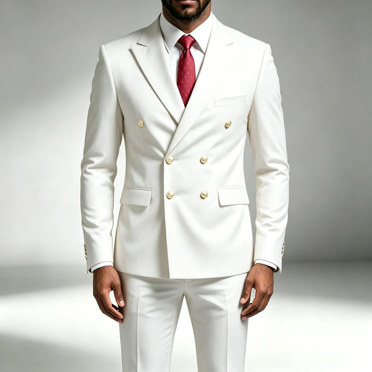 Mode Nouveau Homme Loisirs Boutique Affaires Banquet Couleur Unie Mariage Double Boutonnage Slim Fit Costume Blazers Veste Pantalon