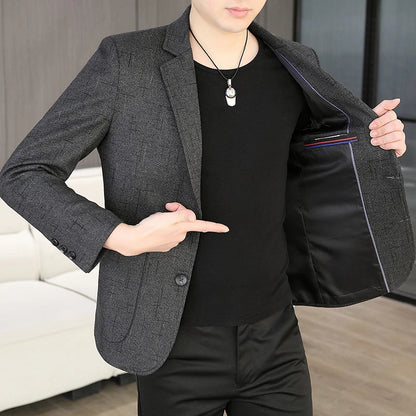 Blazer Men's Fashion Business Outdoor Travel Solid Color Trendy Wedding Youth Slimming Versatile Casual High Formal Wear Blazer