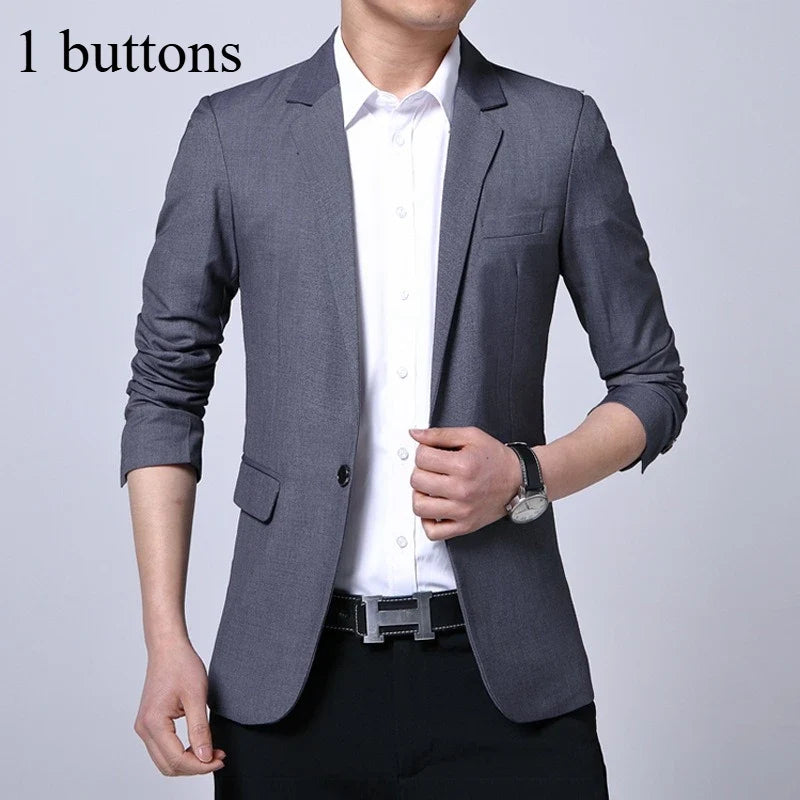 Blazer Men's Fashion Premium Business Outdoor Self-cultivation Gentleman English Style Solid Color Casual Hosts Weddings Blazer
