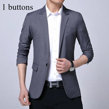 Blazer Men's Fashion Premium Business Outdoor Self-cultivation Gentleman English Style Solid Color Casual Hosts Weddings Blazer
