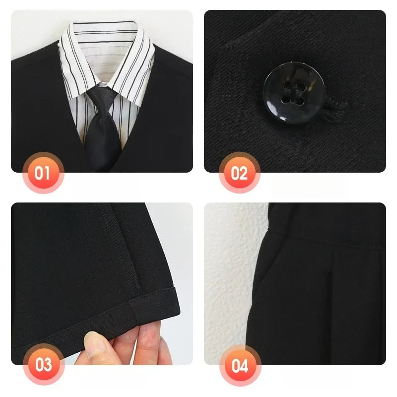 British Gentleman's Boys Vest Set Kids Formal Birthday Photography Suit Kindergarten Ceremony Performance Costume