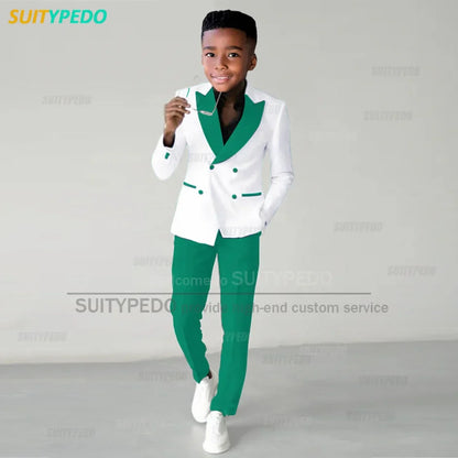Fashion Children Suit Sets Luxury Wedding Party Flower Boys Slim Fit Costumes Graduation Ceremony Formal Blazer Pants Two Pieces