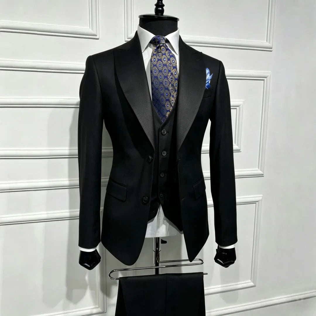 Men Suit Brown 3 Piece With Lapel Single Breasted Solid For Wedding Groom Birthday Banquet Party Business Work Jacket Vest Pants